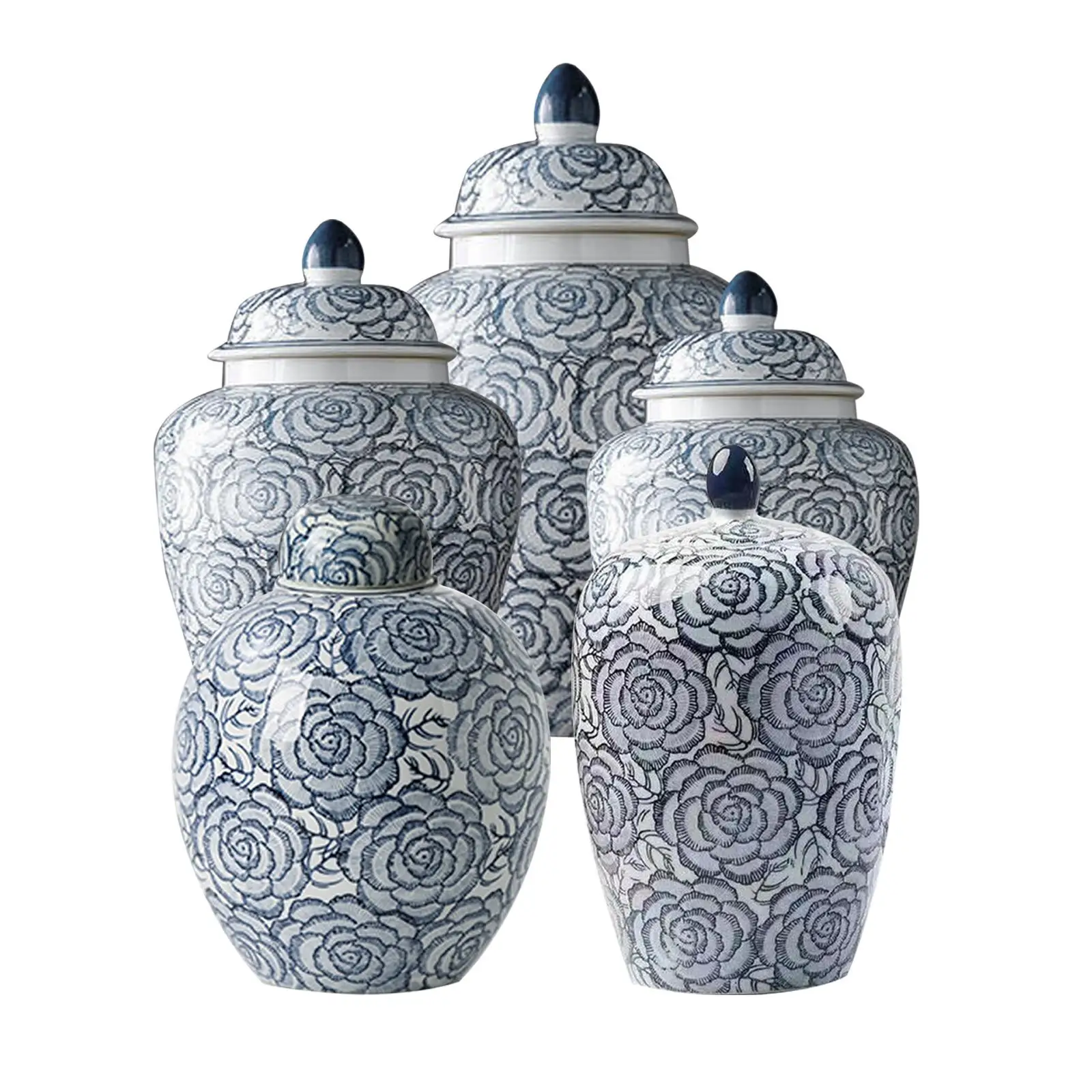 Ceramic Flower Vase Desktop Classical Hand Painted Glazed Floral Arrangement Pot