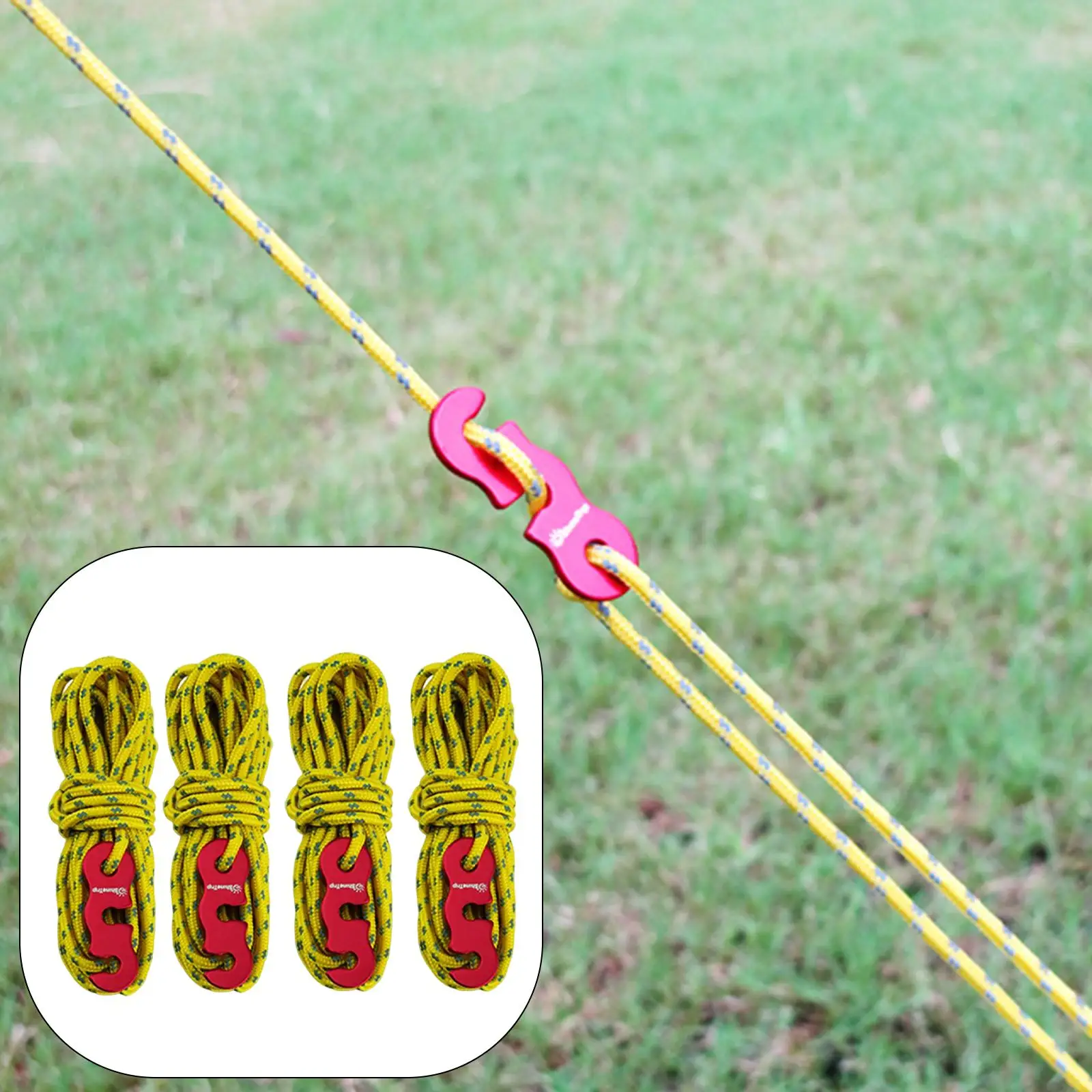 4x  Rope with S Tensioner High Strength for Tying Down Tarp Camping 
