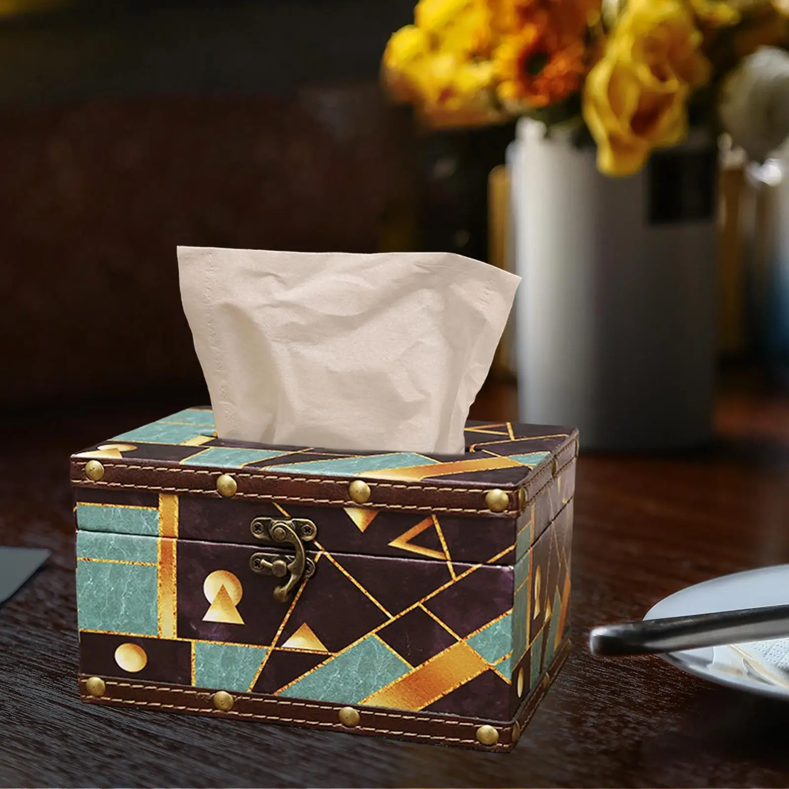 Wood Tissue Box Storage Box Vintage Napkin Cover Dispenser Decorative for Hotel Cafe