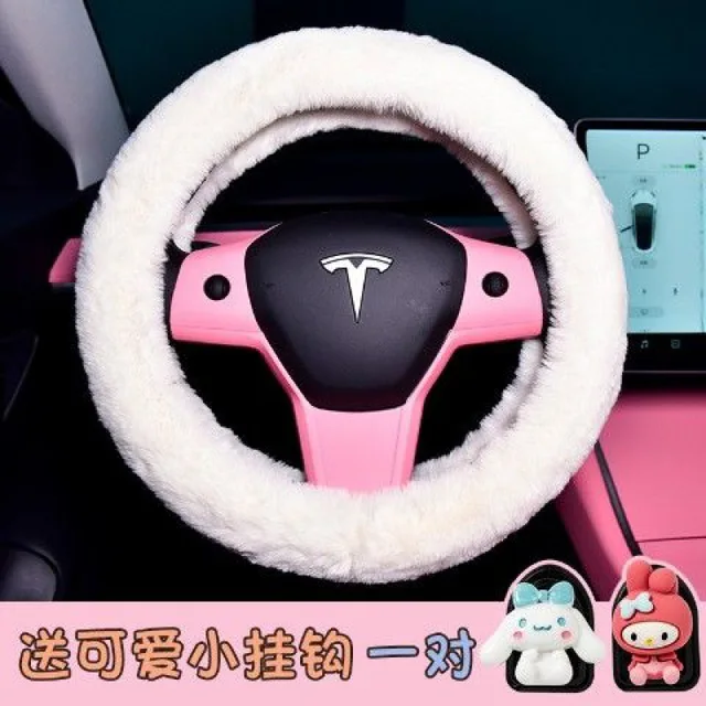 Sanrios Cinnamoroll Mymelody kawaii Cartoon 37-38cm Anime Plush Car  Steering Wheel Cover non-slip Steering Wheel Protector