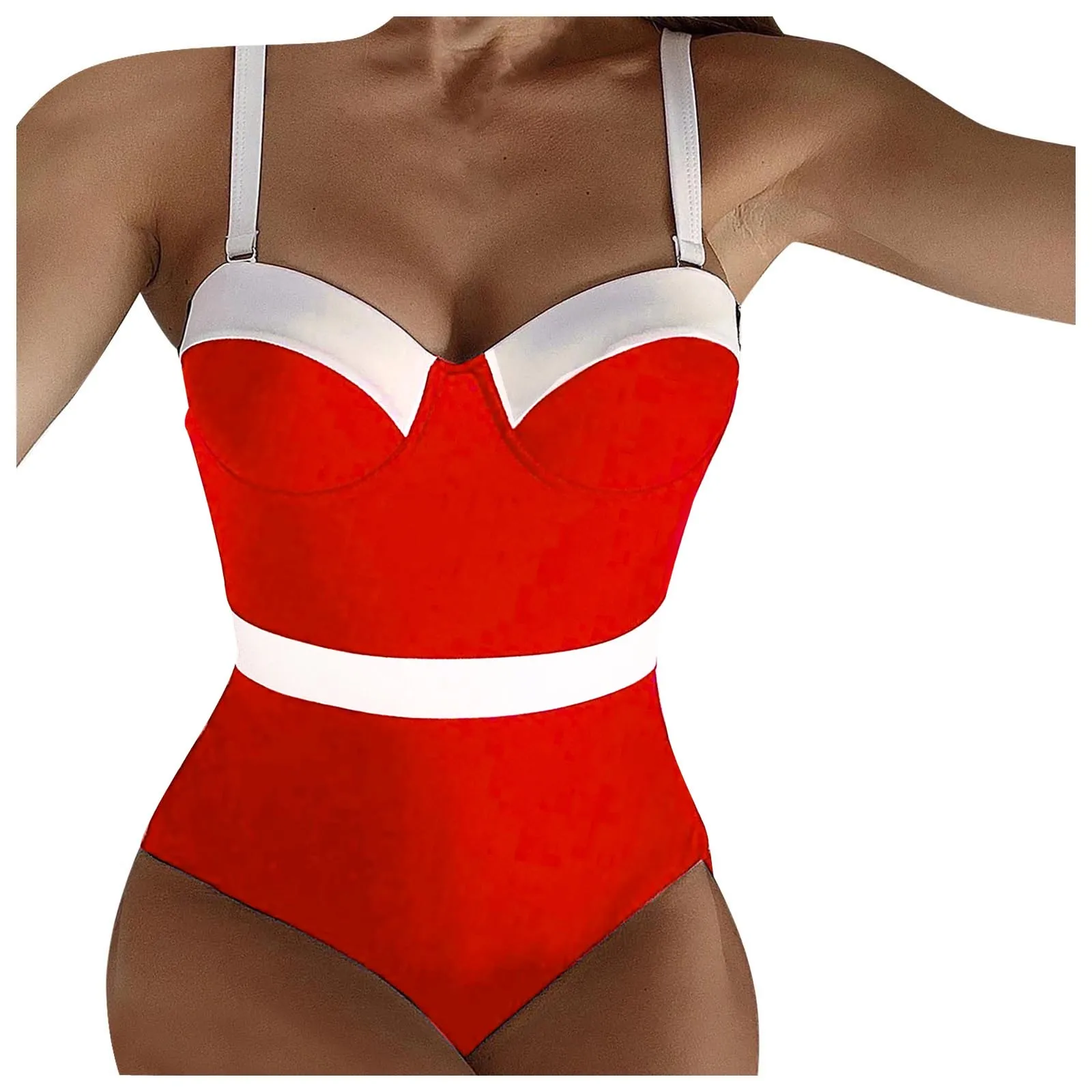 Bikini Sethigh waisted bikini set Women's One Piece Swimsuit With Chest Pad Tight Solid Color Stitching Swimwear Fashion Sexy Temperament Ladies Summer Swimwear sport bikini set