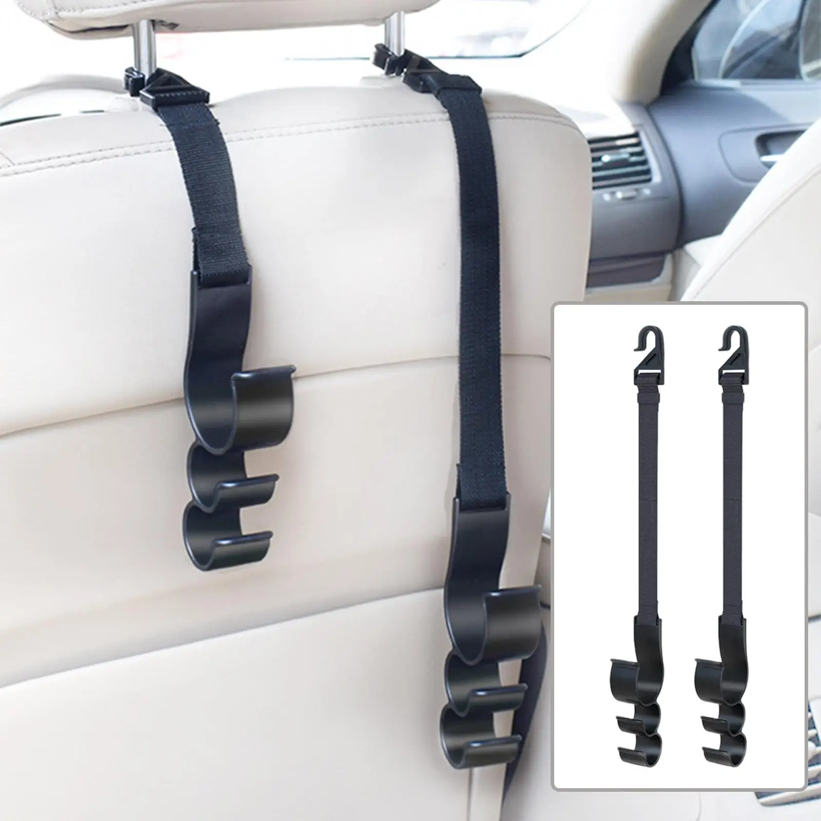Car hook for headrests, Backseat Storage Organizer Fits for Water Bottles