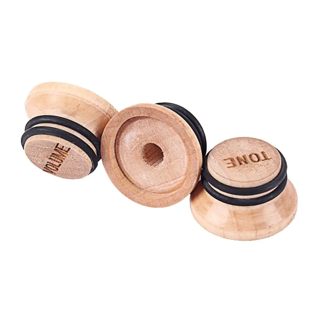 3pcs Wooden  Control Knob Switch for Electric Guitar Replacement Parts