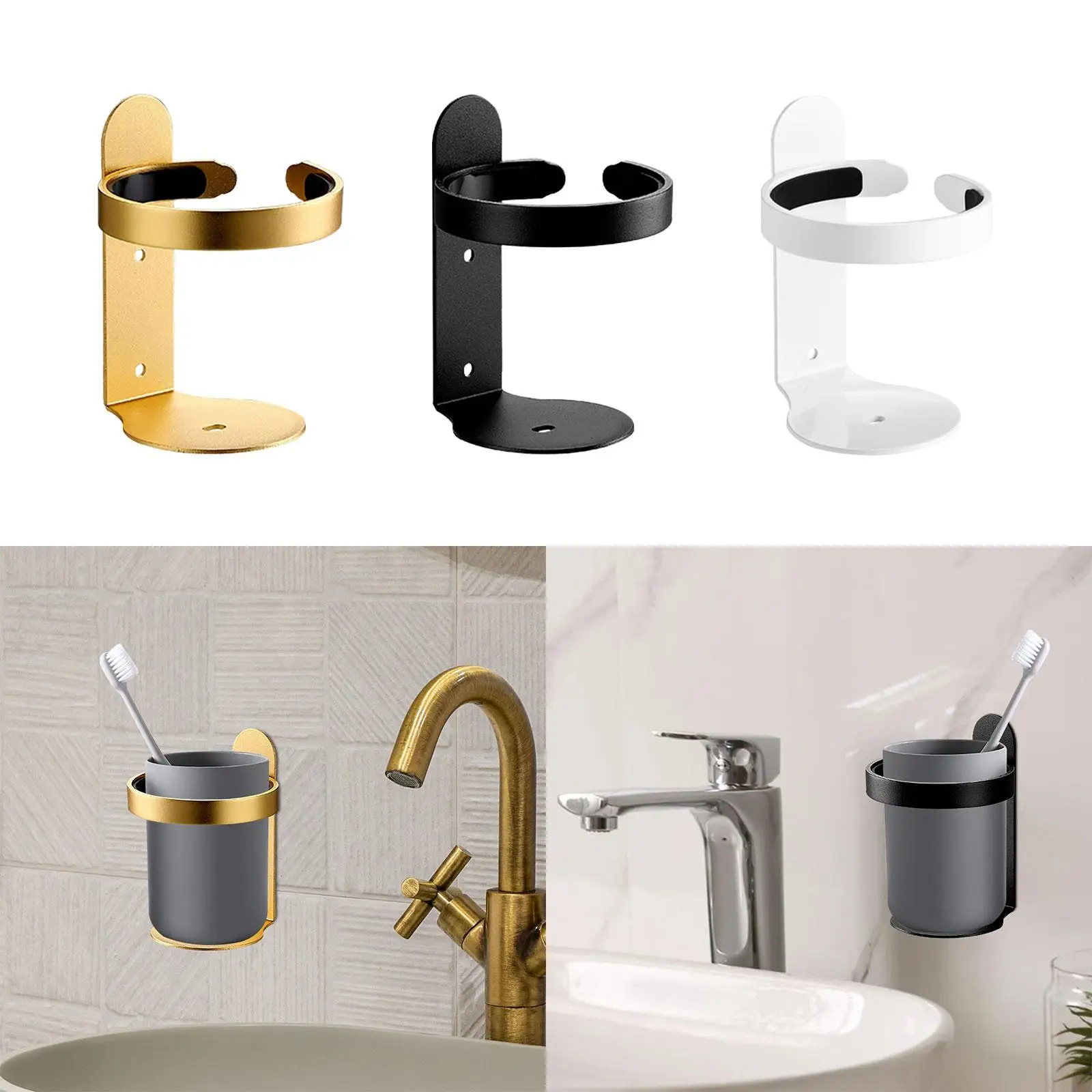 Toothbrush Holder Wall Mount Rustpoof Durable Accessories Easy to Install Aluminum Shampoo Bottle Rack Hook for Bathroom Kitchen