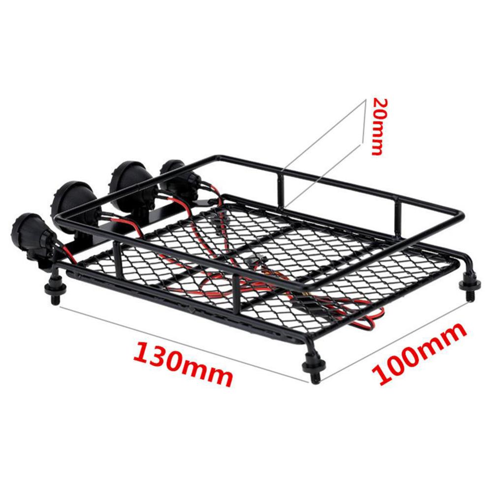 RC Car Parts Roof Rack w/ LED Lights for 1:8 1:10 CC01 RC4WD D90 SCX10 Axial