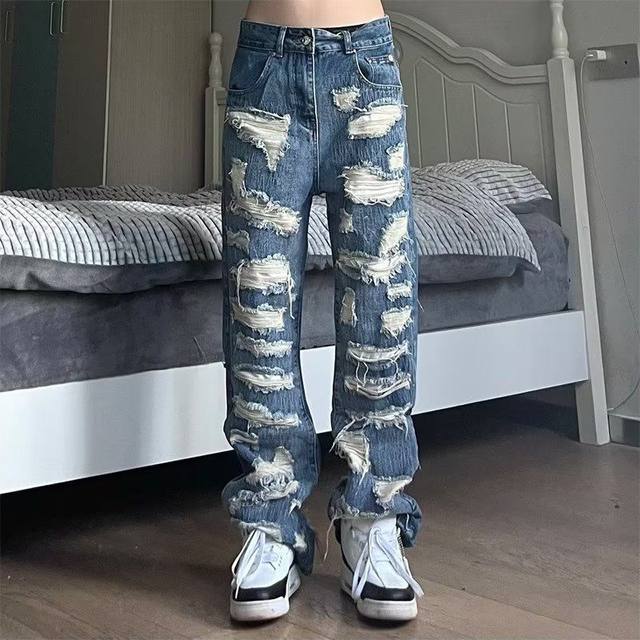 American Style Broken Hole Old Jeans Loose Hundred New Pants