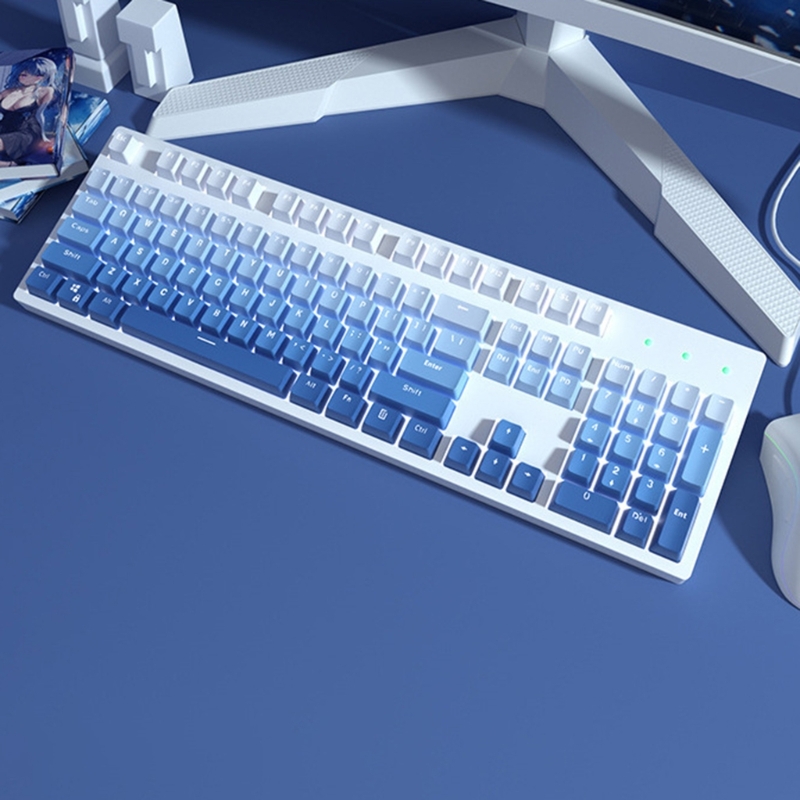 Teclado Mecânico Keycap Set Double-Shot Gradiente Azul Para MX-switches