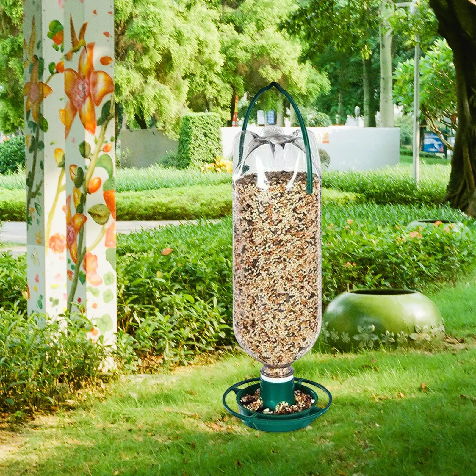 Bird Seed Feeder Bottle Feeding Tools Seeds feed Forest Hanging Cup Bird Water Bowl for Outdoor Garden Parrot Patio Tree