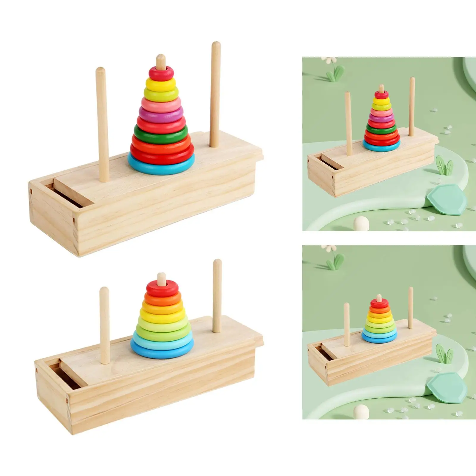 Wooden Stacking Tower Smooth Creative Practical for Boy Girls Baby Children