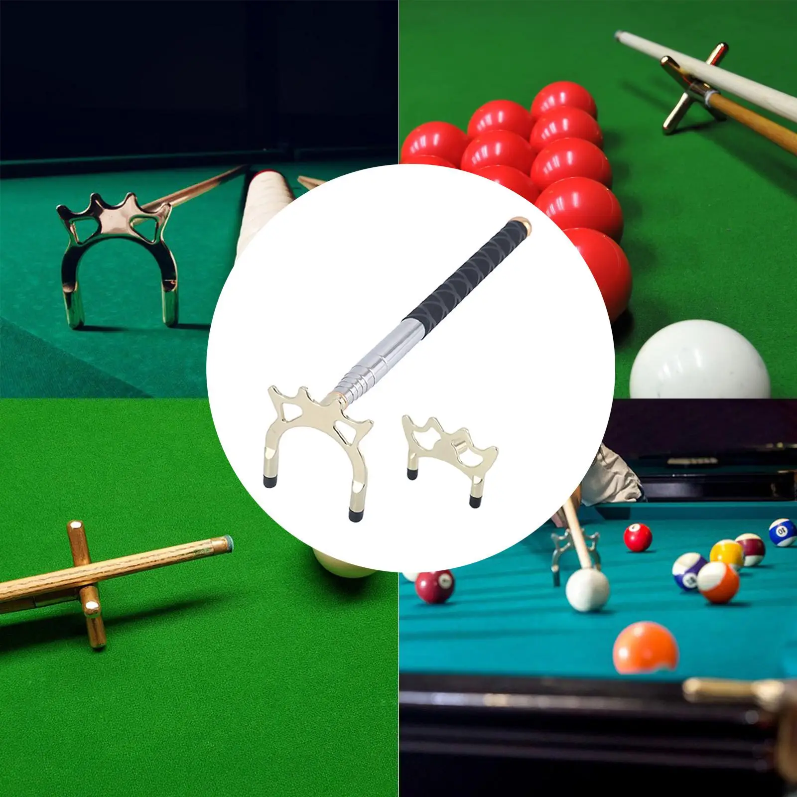Durable Billiards Pool Cue Bridge Stick with Bridge Head Retractable Stainless Steel Replacement for Playing Pool Table Snooker