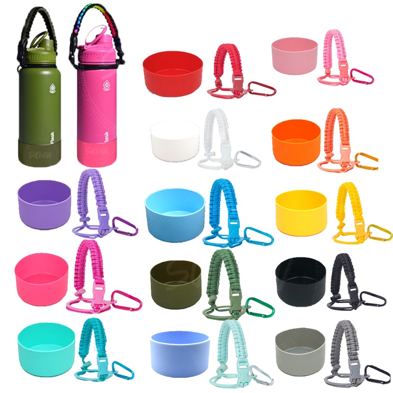 Description Picture 2 of item12-40oz Aquaflask Paracord Holder Rope Water Bottle Handle Tumbler Silicone Boot Set Protector Cup Water Bottle Accessories