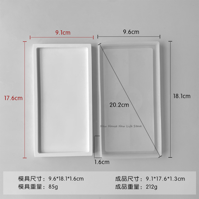 Rechteckige Silikonformen DIY handgemachte Epoxidharz Beton Gips Obst Dessert Ablage Formen Keramik Ton Gießen – Detail 9