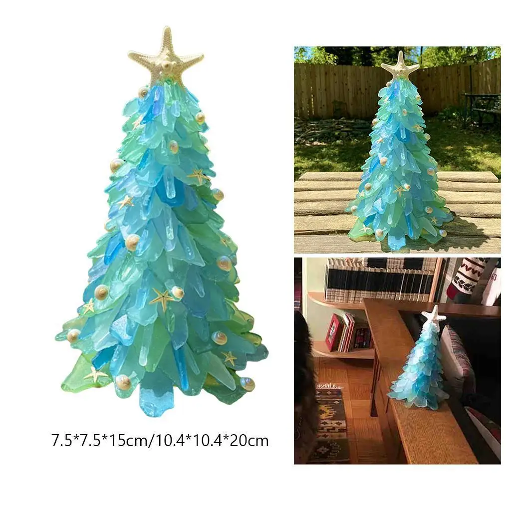 DIY Green Blue Christmas Tree Sea Resin Creative Unique Decoration Ocean Beach Resin Christmas Holiday Decoration