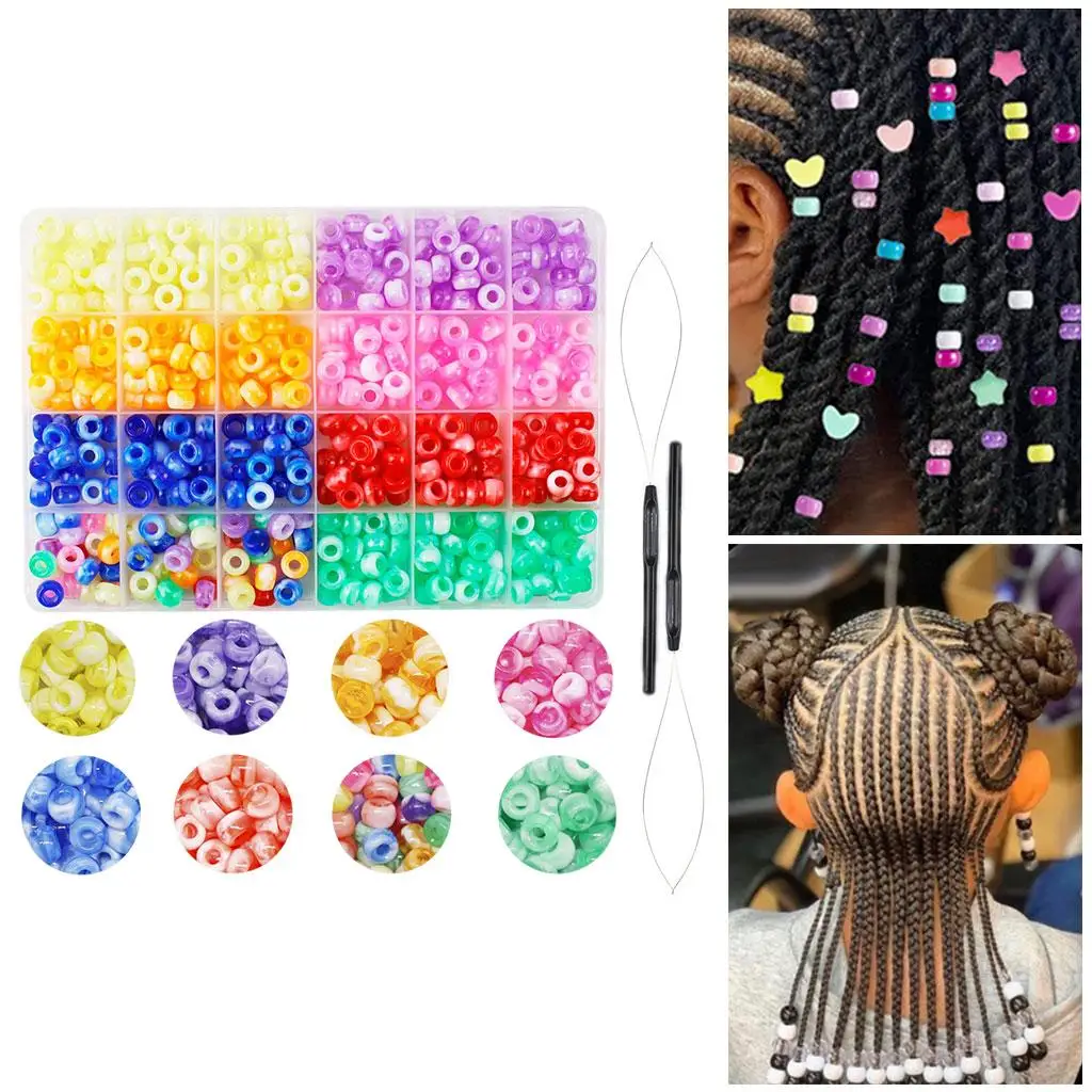 480Pcs Hair Beads Multicolor Decoration Plastic Hair Extension Beads for Dreadlock