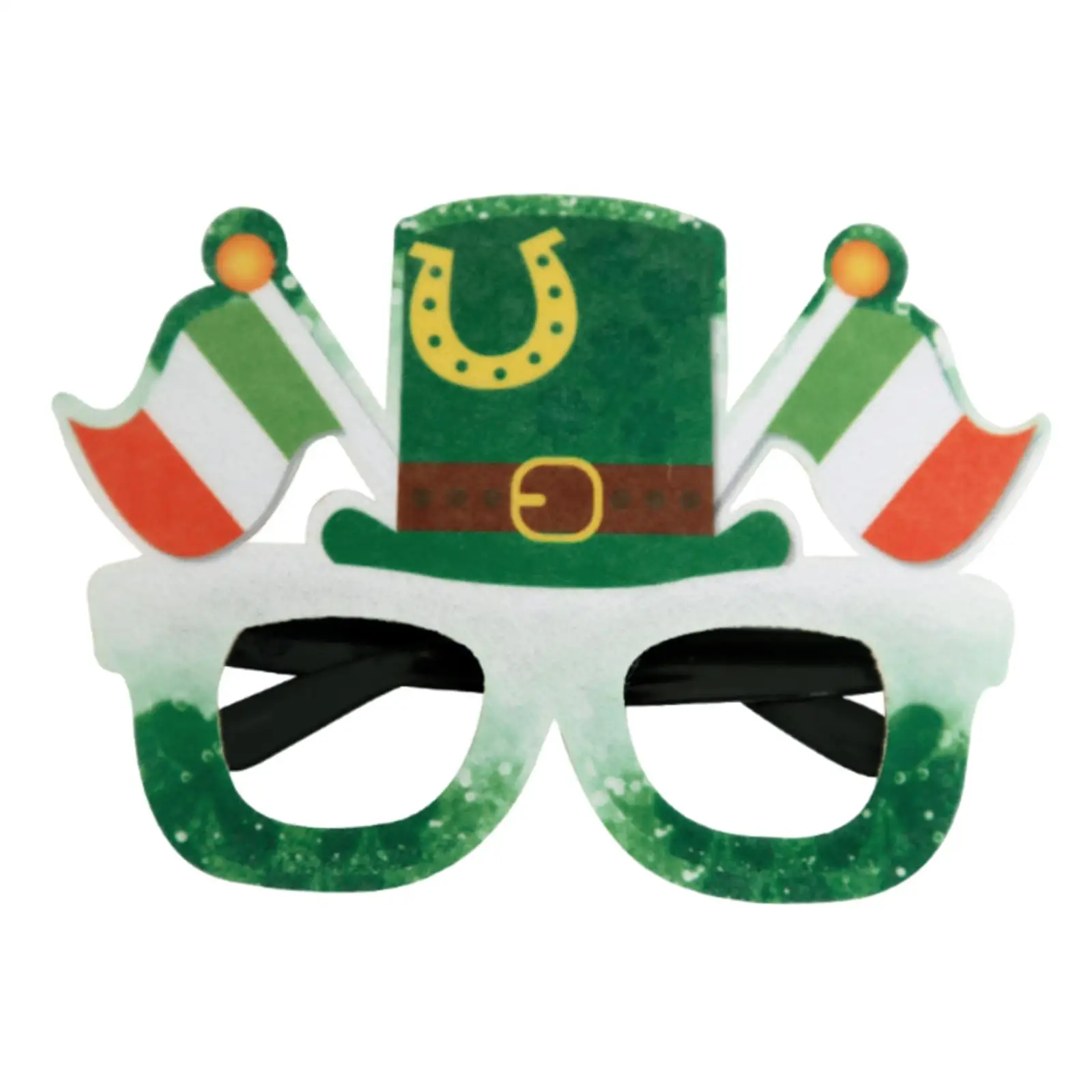 Happy ST Patricks Day Glasses Shamrock Hat Photo Props Eyewear Decoration Fancy Dress Eyeglasses for Supplies Favors Adults Kids