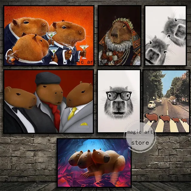 Capybara Canvas Paintings, Capybara Wall Art, Capybara Posters