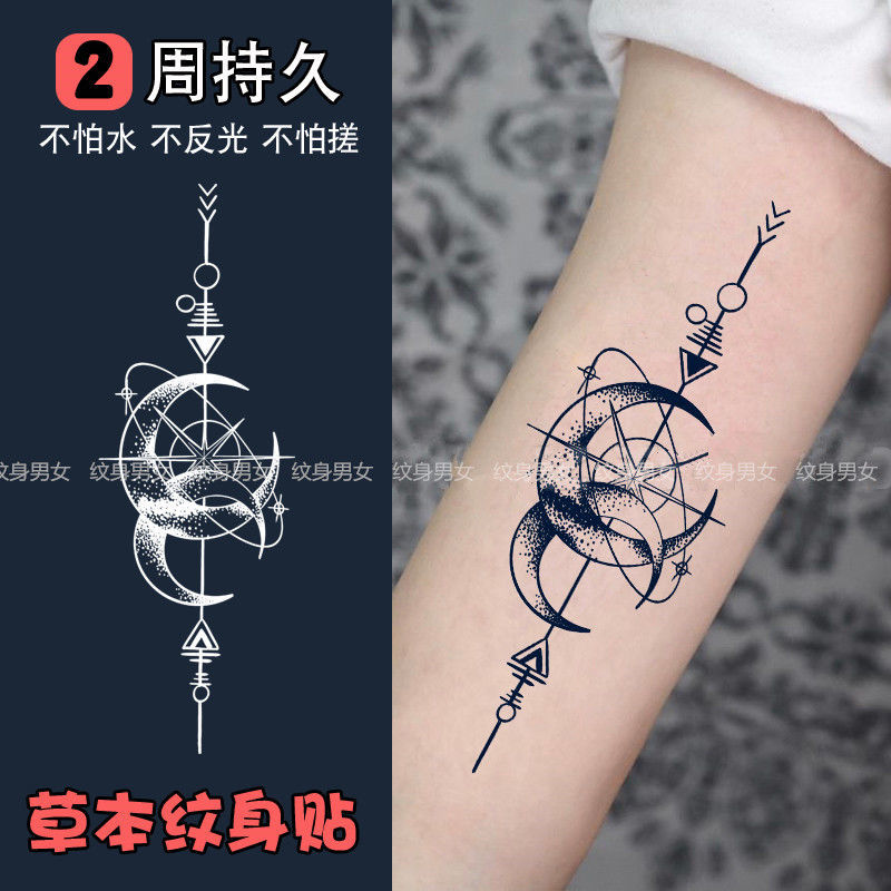 Kräutermond-Tattoos für Frauen, Mann, Arm, geometrisch, Fake-Tattoo, wasserdicht, Kunst, Planet, temporäre Tätowierung, Festival, dauerhafte Aufkleber – Detail 2