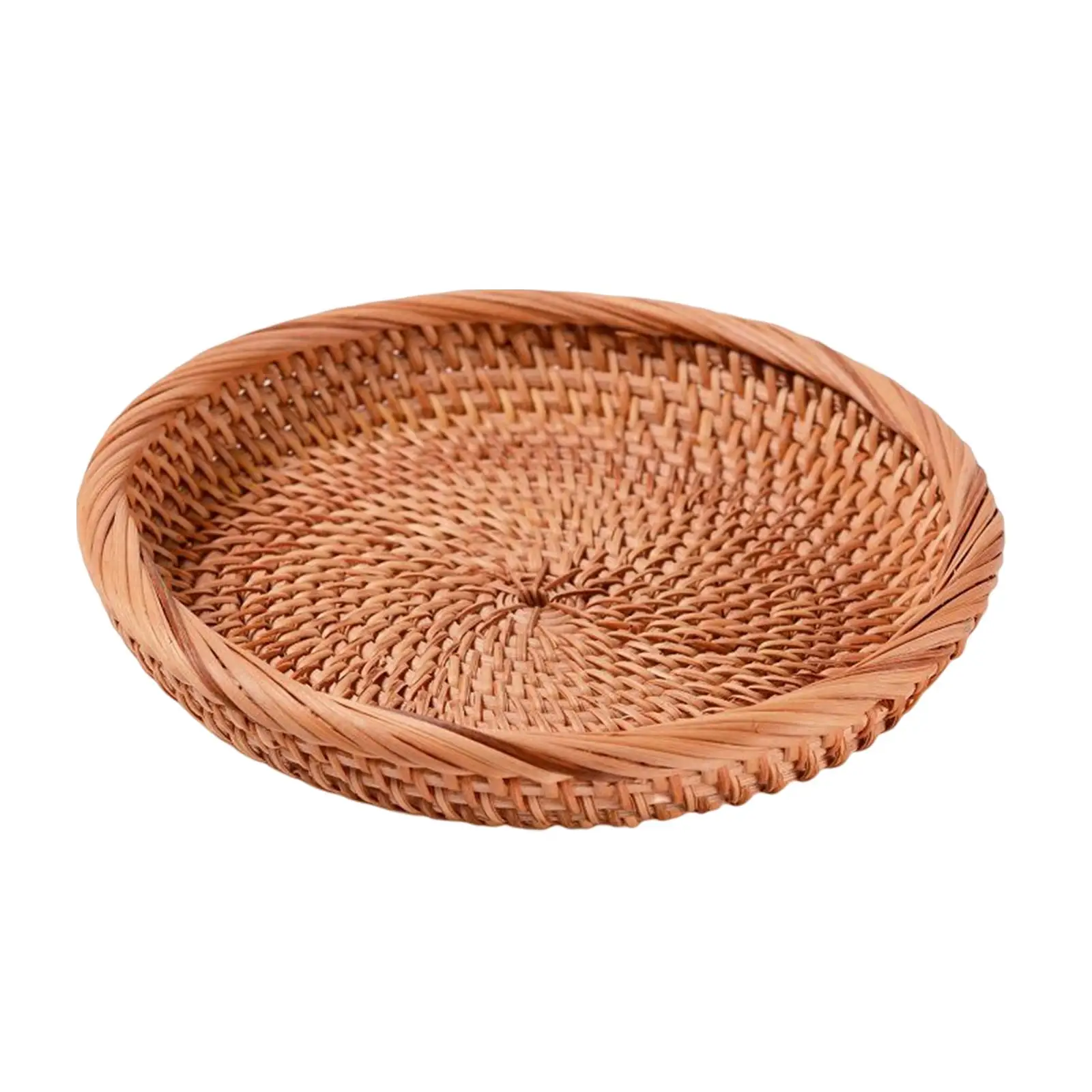 Wicker Tray Tabletop Decorative Food Serving Basket Handwove Wicker Bread Basket Wicker Bowl for kitchen Fruit Home Keys
