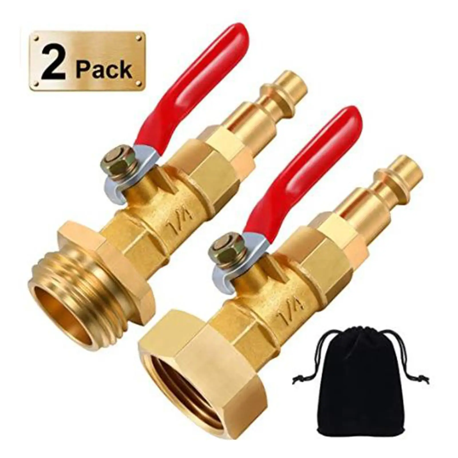 Winterize Blowout Adapter with 1/4 Inch  Connecting Plug and 3/4 Inch Male GHT Thread, Brass Winterizing Quick Adapter with 