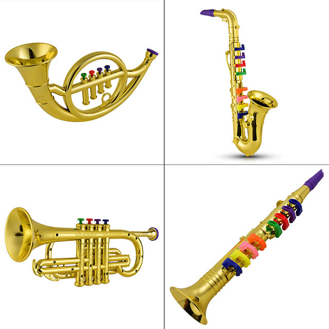 Tromba Giocattolo Per Bambini | Rivestita Oro | ABS | Strumento Musicale Educativo