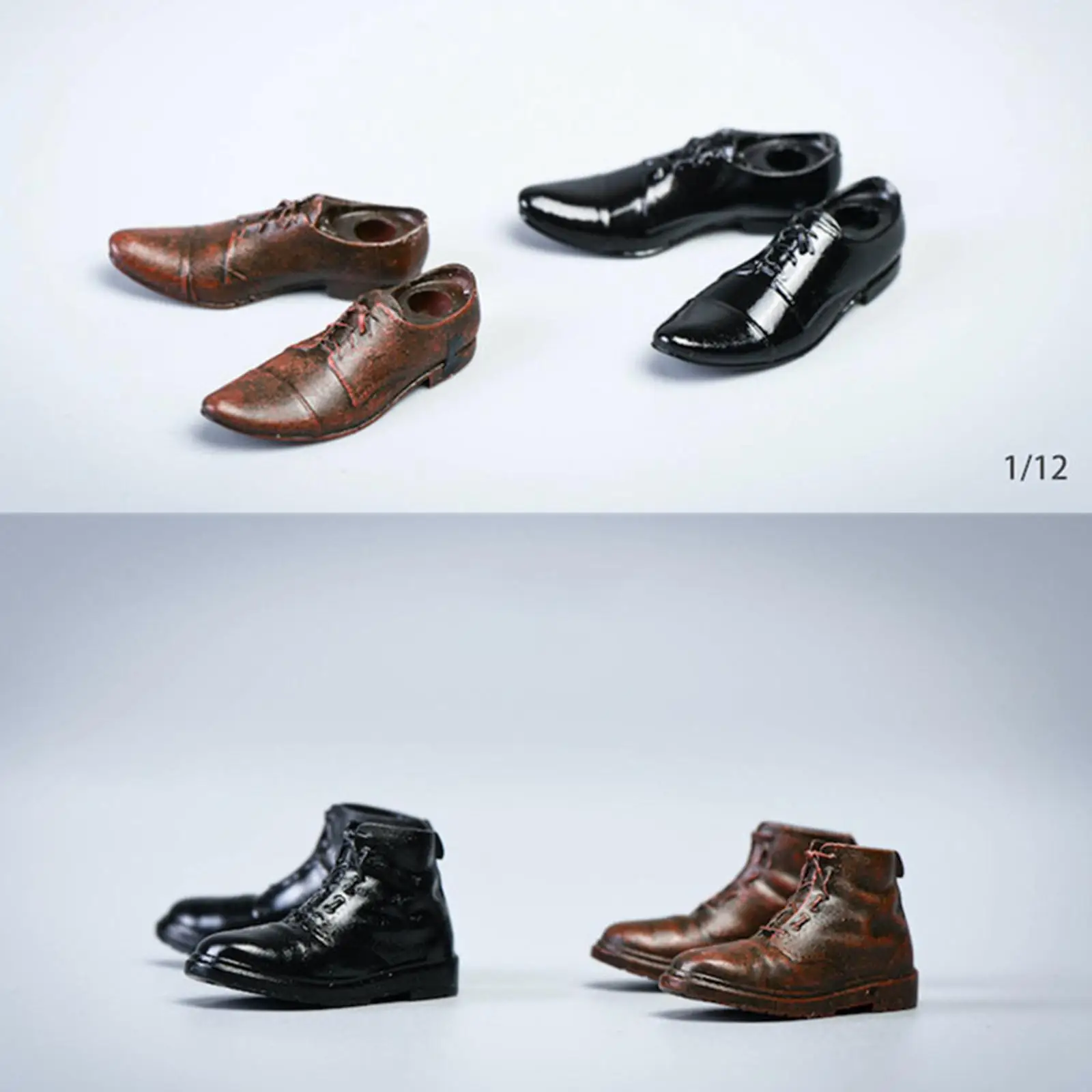 1 Set 1:12 Male Leather Shoes for Doll Toys Figures Stylish  Toy Gifts for Girl