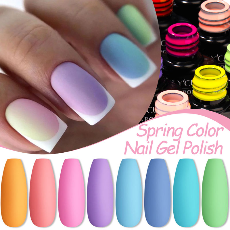 Description Picture 2 of itemLILYCUTE Matte Macaron Series Gel Nail Polish Pink Purple Glitter Spring Summer Color Semi Permanent Base Top Coat Nail Art Gel