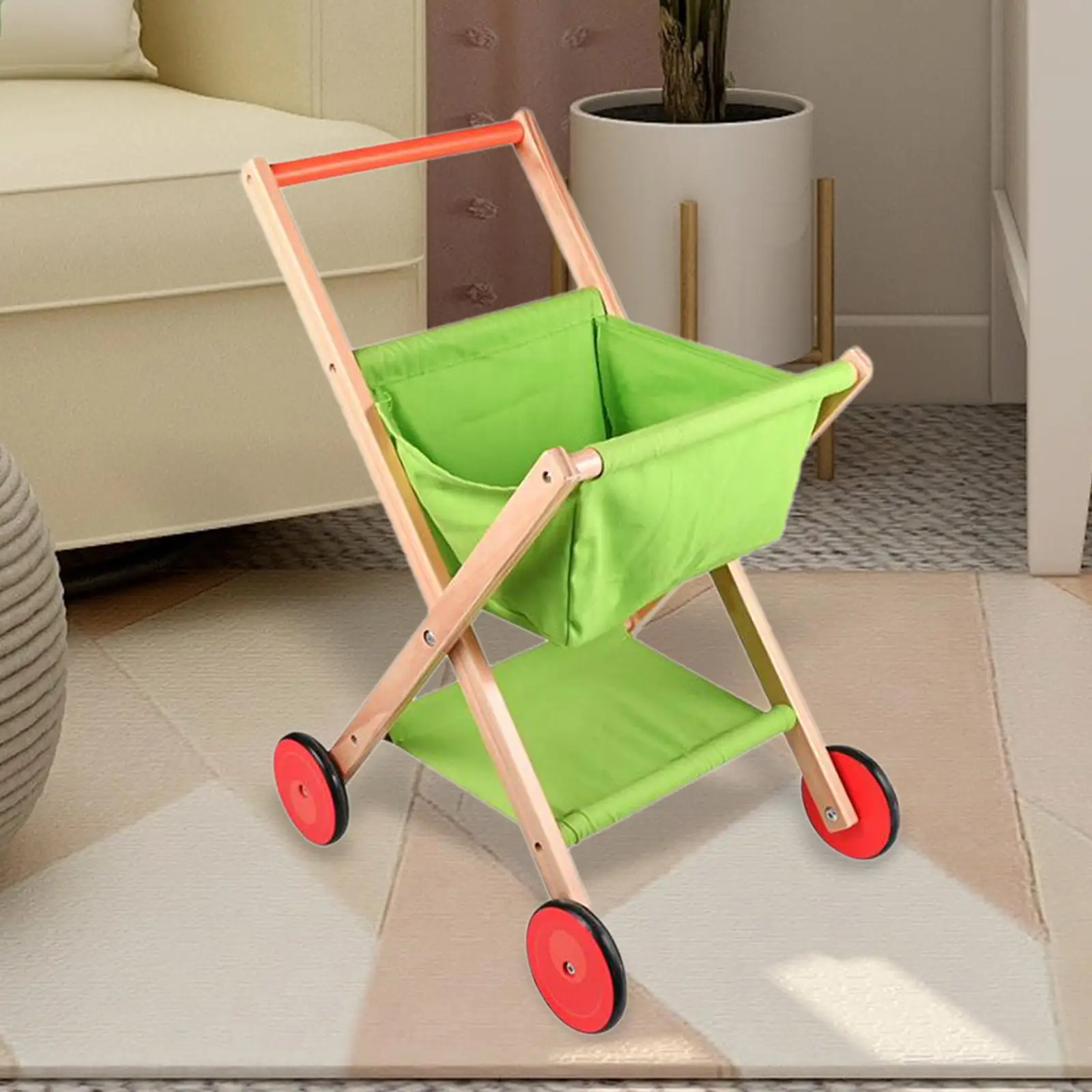 Wooden Shopping Cart ,Perfect Role Play Toy, Promotes Creativity and Imagination for Girls Boys