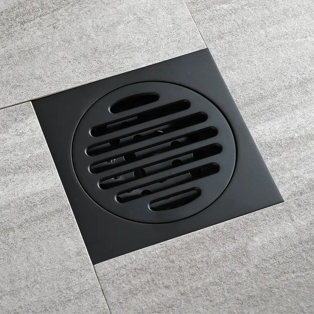 Black Brass 10 X 10 Cm Shower Floor Drain Washroom Bathroom Invisible Drain  Cover Square Waste Floor Drain Hideep - Drains - AliExpress