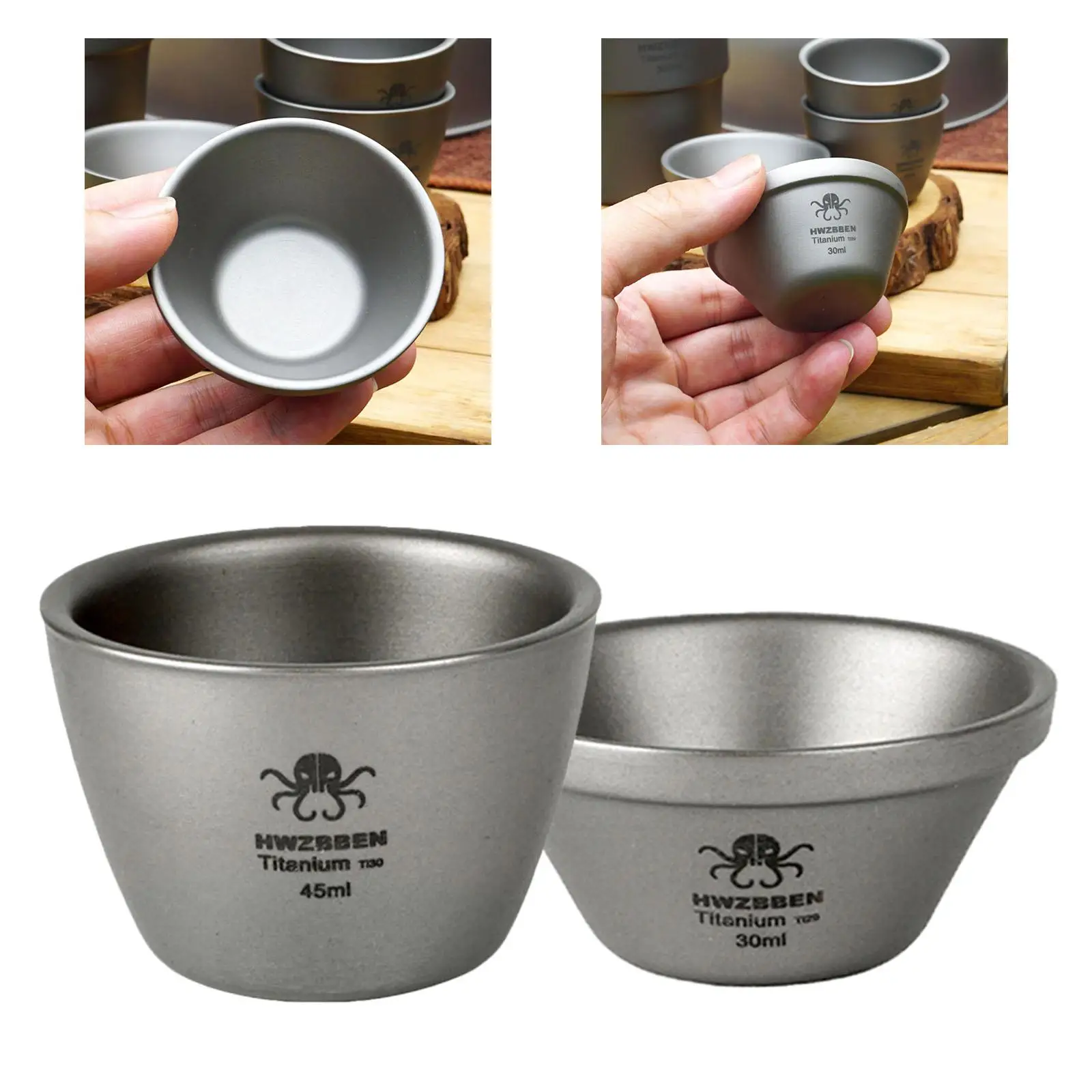 Mini Titanium Cup Double Wall Coffee Cups Cookware Titanium Tea Drink Cup Mug Beer Cup for Camping Office Travel Barbecue Party