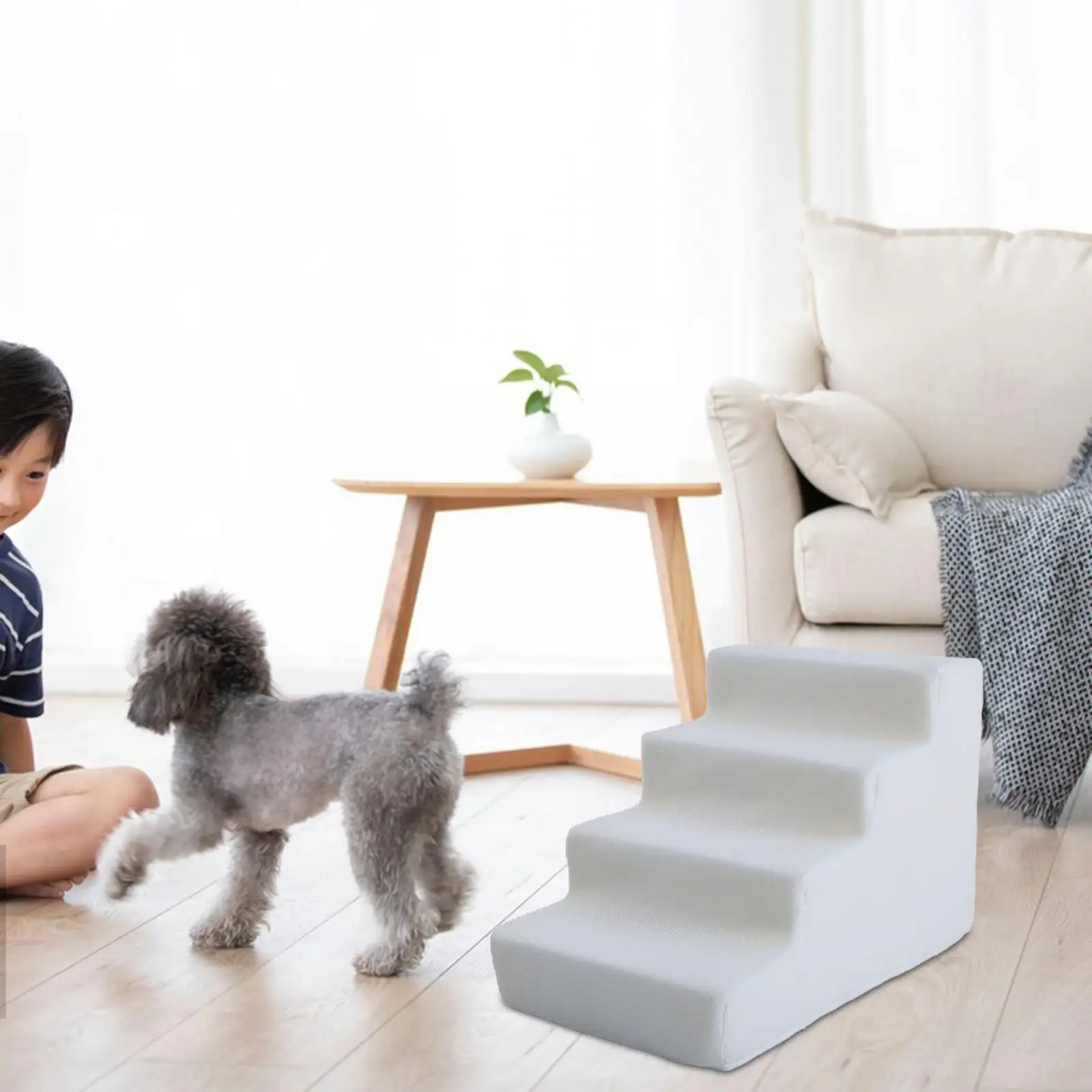High Density Pet Steps Ladder Dog Steps Non Slip Balanced Pet Steps Pet Ladder for Sofa Bed Car Couch Climbing