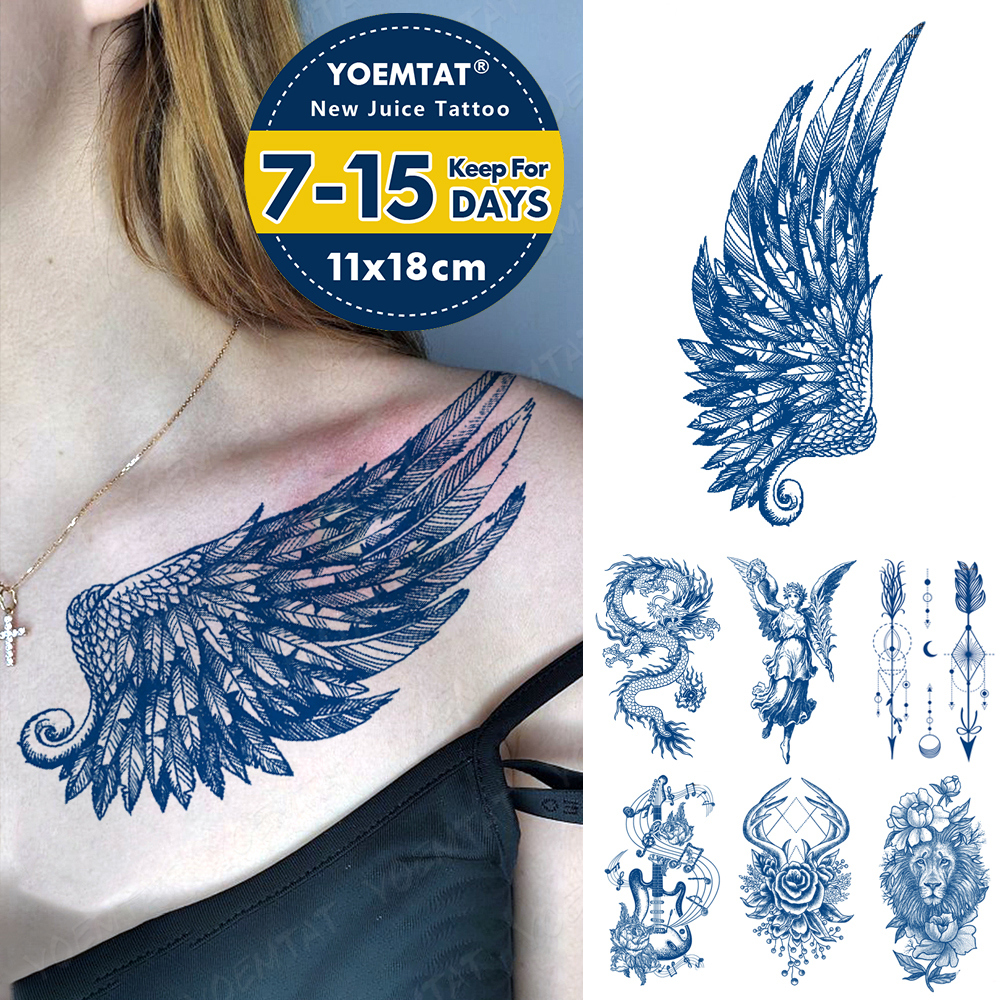 Best of Semi-Permanent Herbal Lasting Ink Waterproof Temporary Tattoo Stickers Feather Wings Flash Tatto Women Men Body Art Fake Tattoos Reviews & Tips