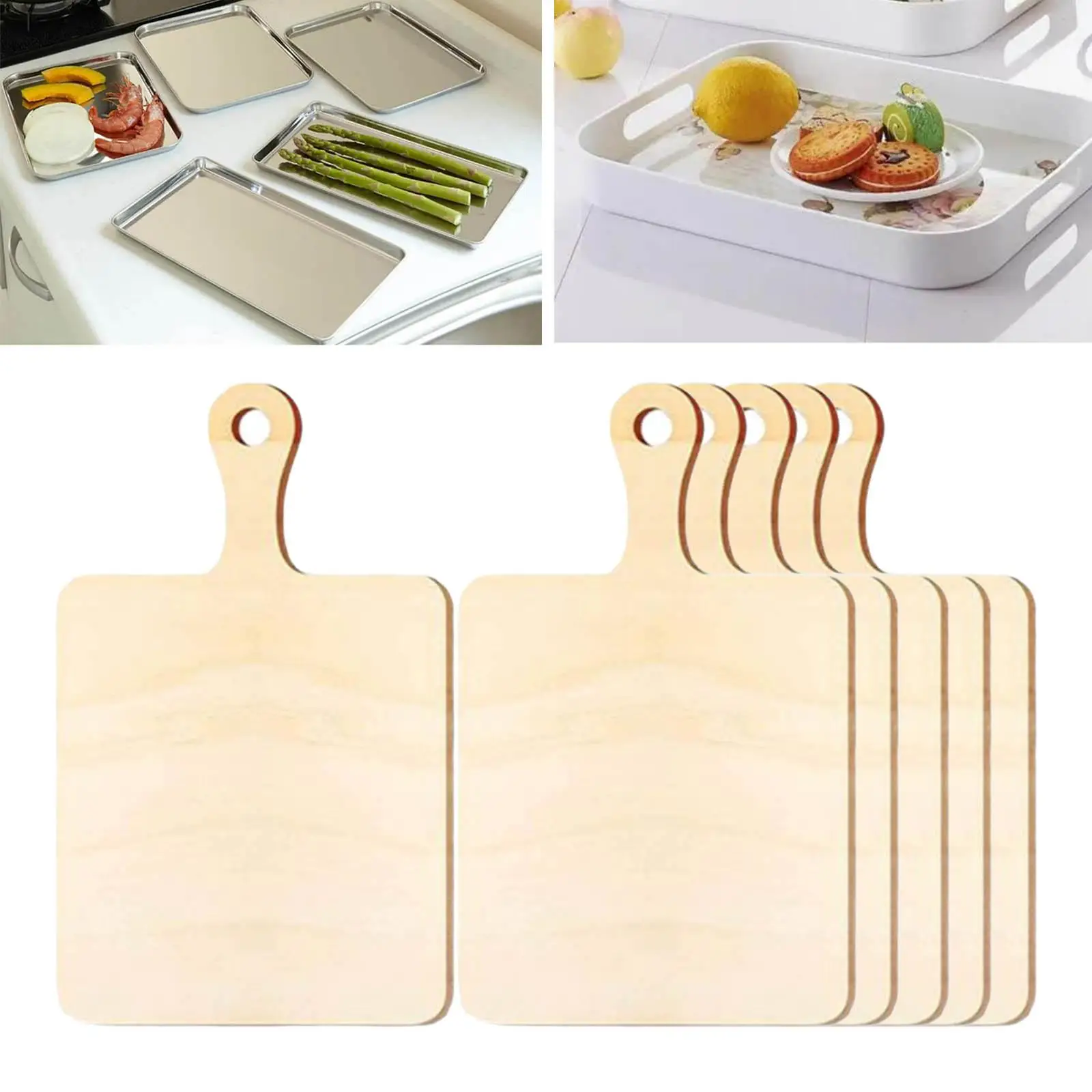 Set of 6 Mini Wooden Cutting Board Rectangle Chopping Board Set Cheese Board