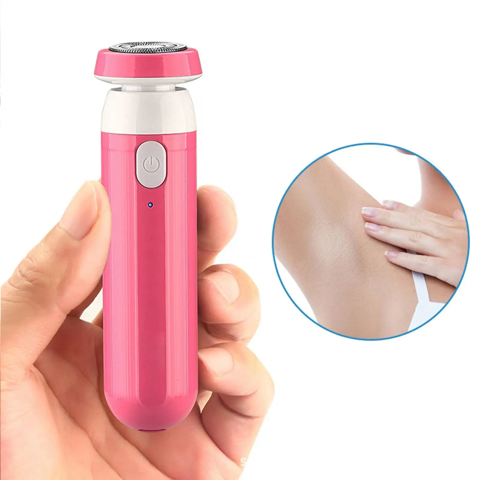 Compact Travel Electric Shaver Shaving Machine Hair Remover LED Indicator USB Rechargeable Cordless Rotary Razor High Power Pink