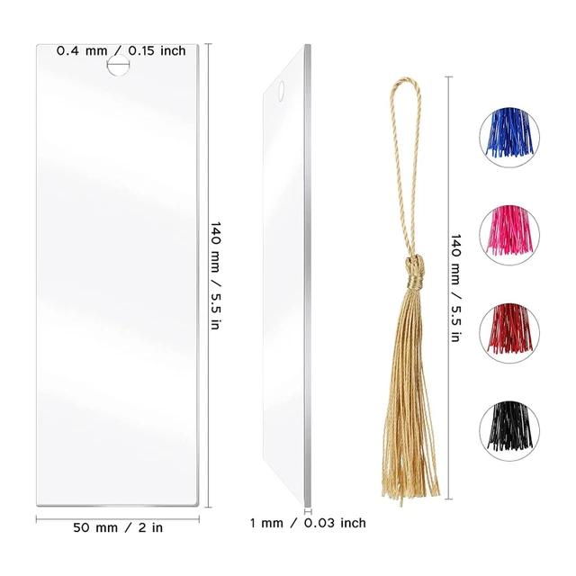 15pcs Blank Clear DIY Unfinished Book Markers Rectangle Acrylic Bookmark  With Colorful Tassels Ornaments Crafts Decors - AliExpress