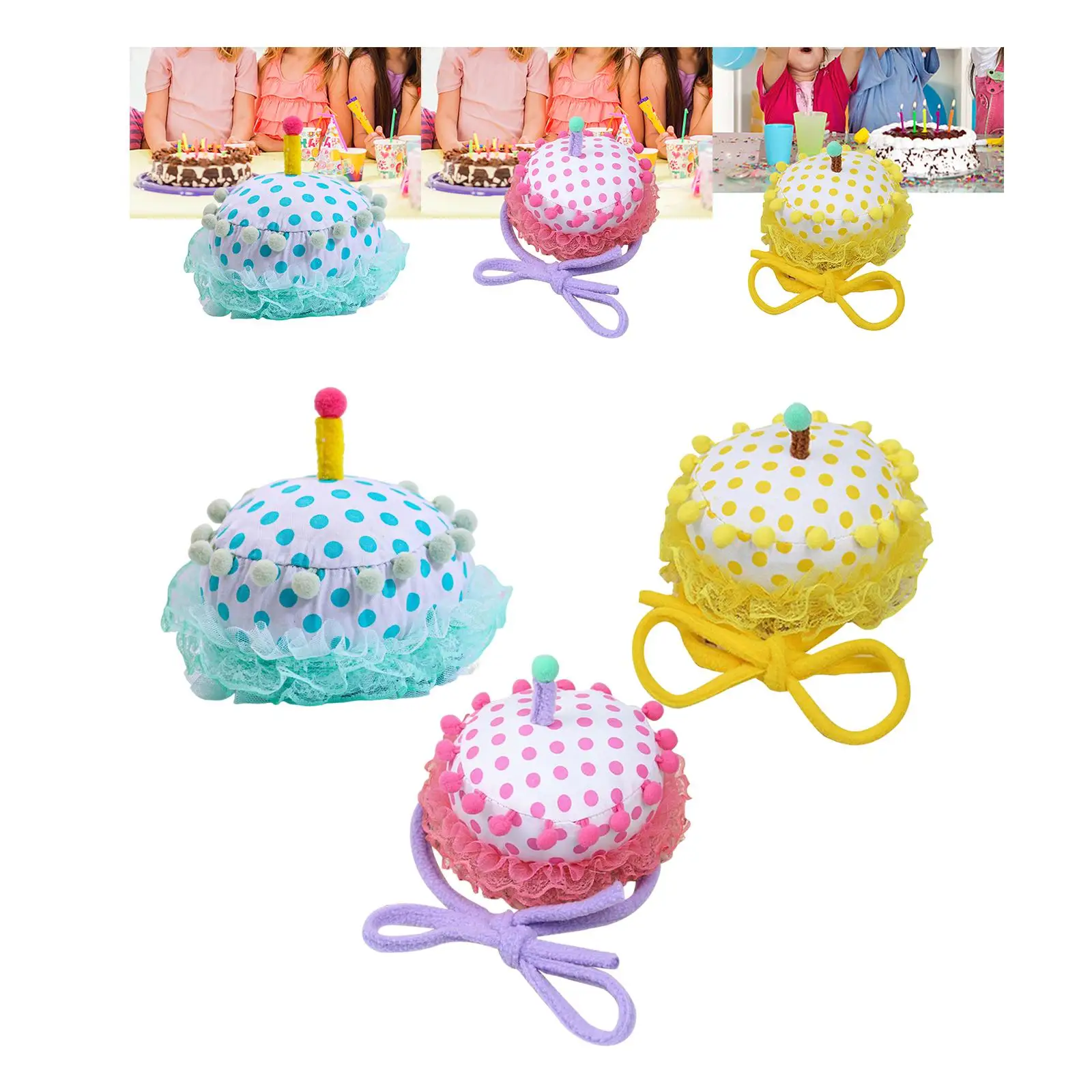 Lovely Birthday Cake Hat Party Hats Washable for Masquerade Play Theme Party