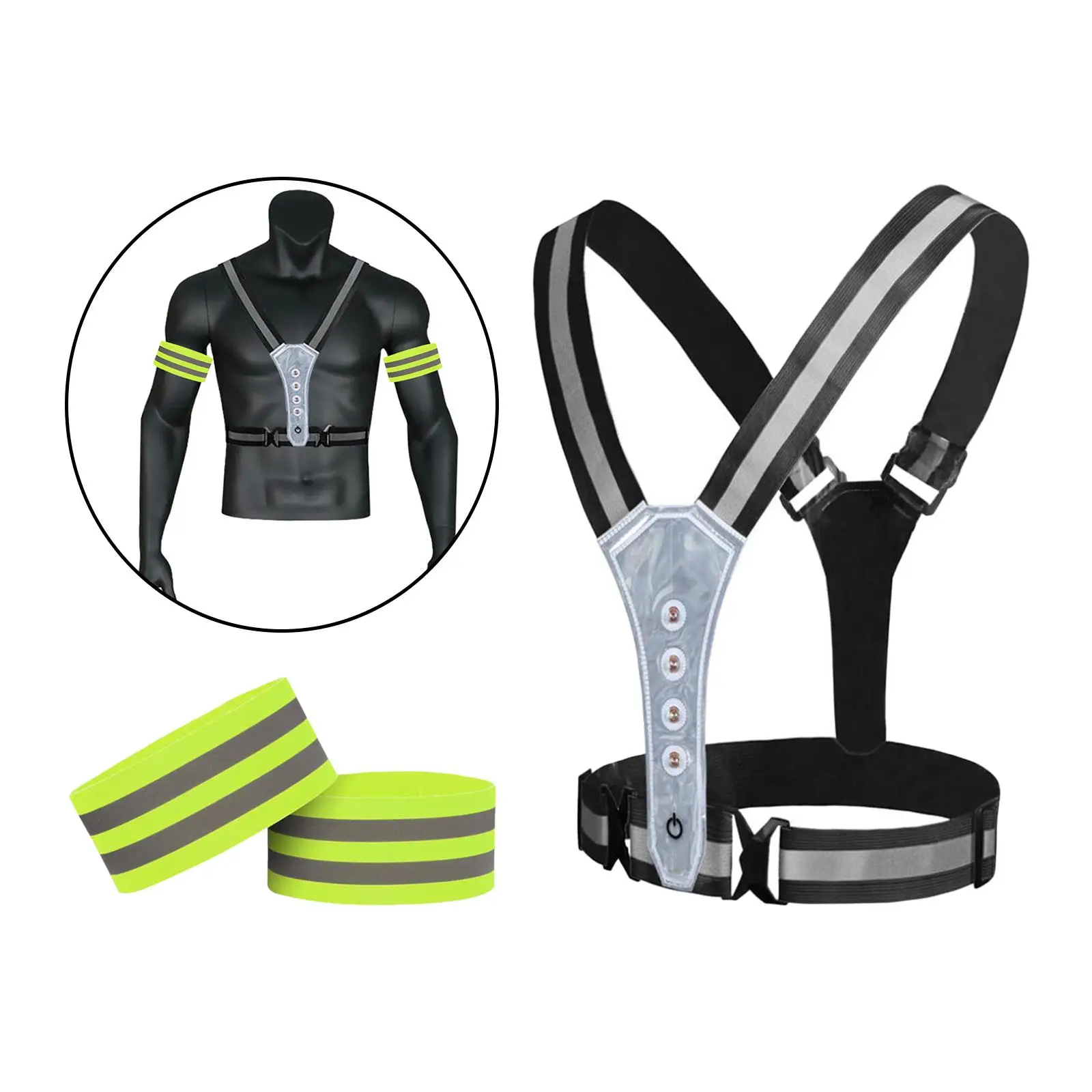 Reflective Vest High Visibility Elastic Belt Reflector Straps for Sports Outdoor Hiking