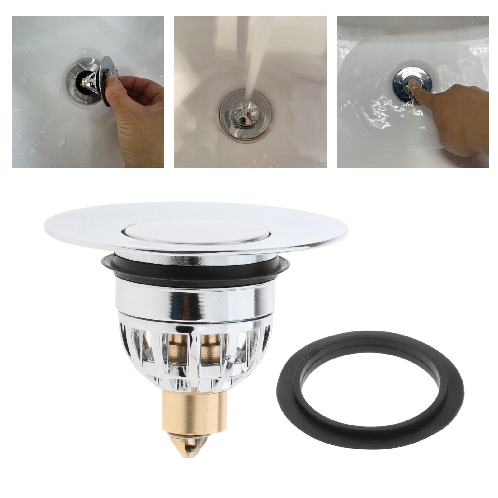 Core Push Type Basin -Sink Plug Drain Filter Stopper for Drain Hole 1.34-1.57 inches