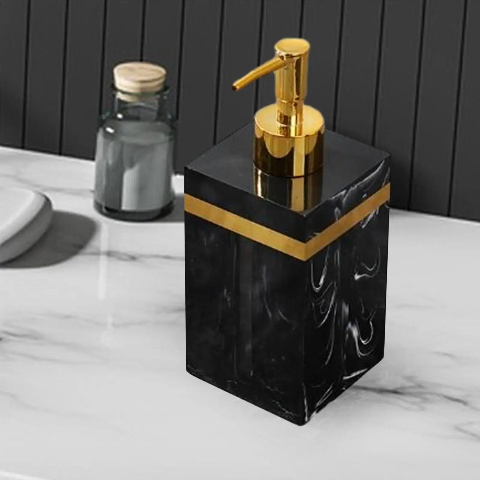 Marble Texture Soap Dispenser Resin Leakproof Hand Soap Liquid Dispenser for Kitchen Laundry Room Hotel Countertop Bathroom