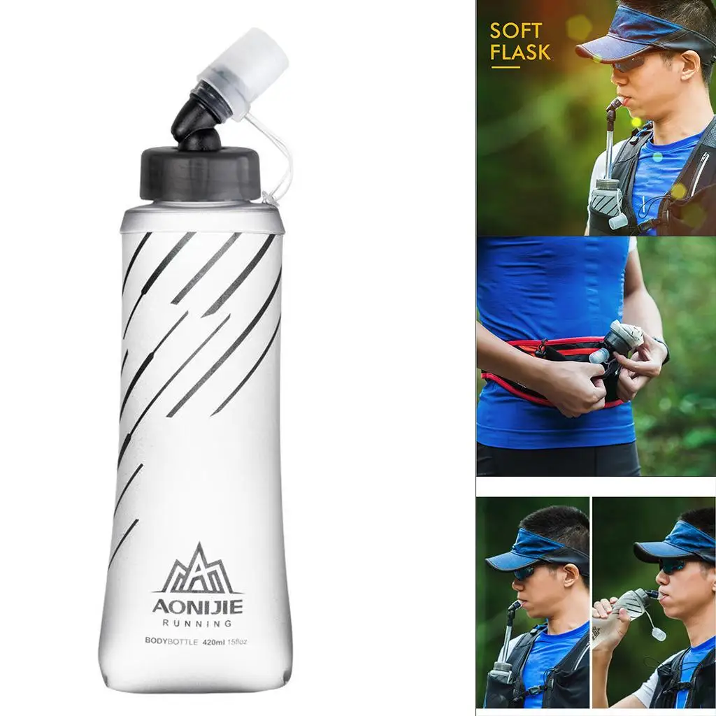 Foldable BPA Free Soft Running Water Bottle Sport Flask for for Running Hiking
