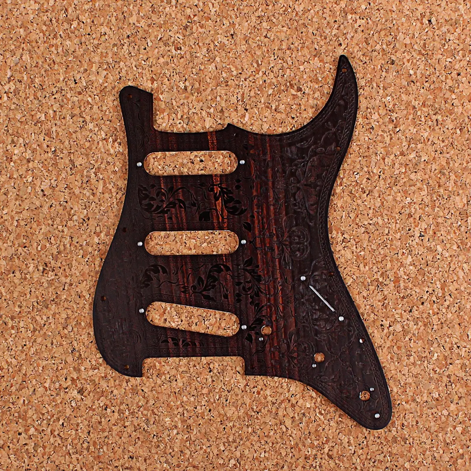 Vintage Carved Rosewood 8 Hole Electric Guitar Pickguard for ST Accs Brown