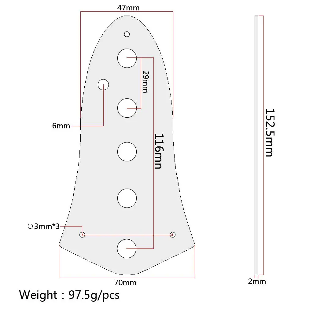 Shiny Steel 5 Holes Control Plate for Guitar Standard Size Chrome