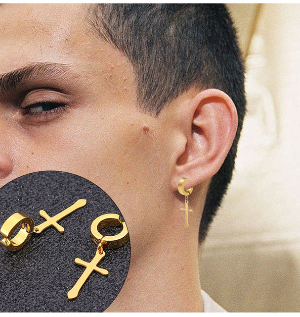 Crosses Dangle Ear Clip Fake Ear Hoops for Men and Women Stainless Steel Clip on Earrings AliExpress