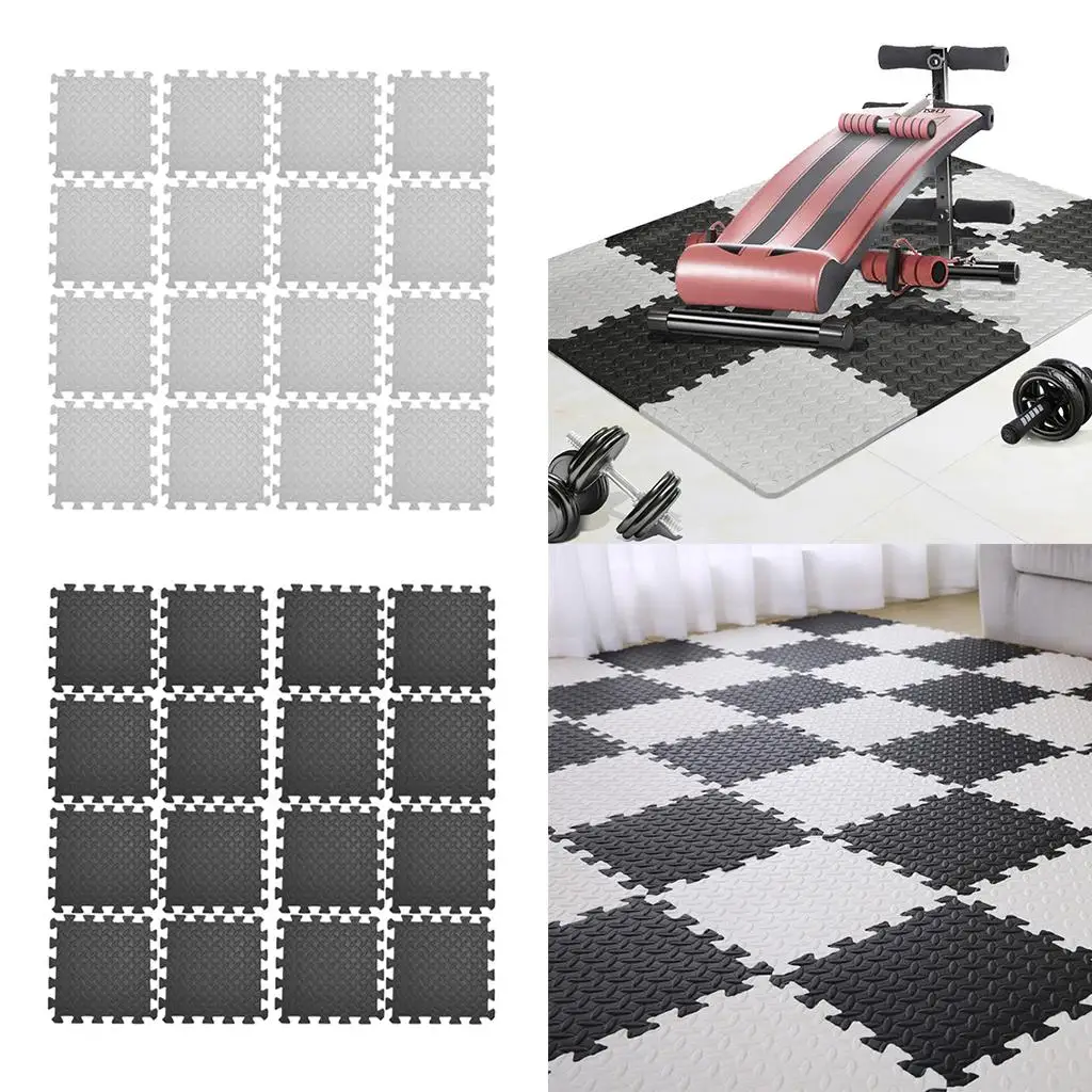 16Pieces Puzzle Exercise Mat, EVA Foam Interlocking Tiles, Protective Flooring for Gym Equipment and Cushion for Workouts