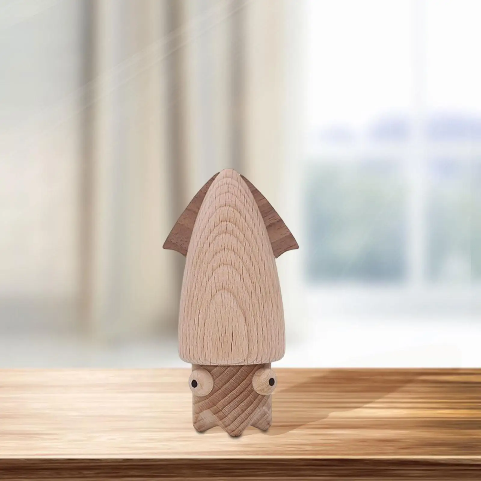 Toothpick Holder Ornament Countertop Decor Wooden Squid Shaped Dispenser for Cafes