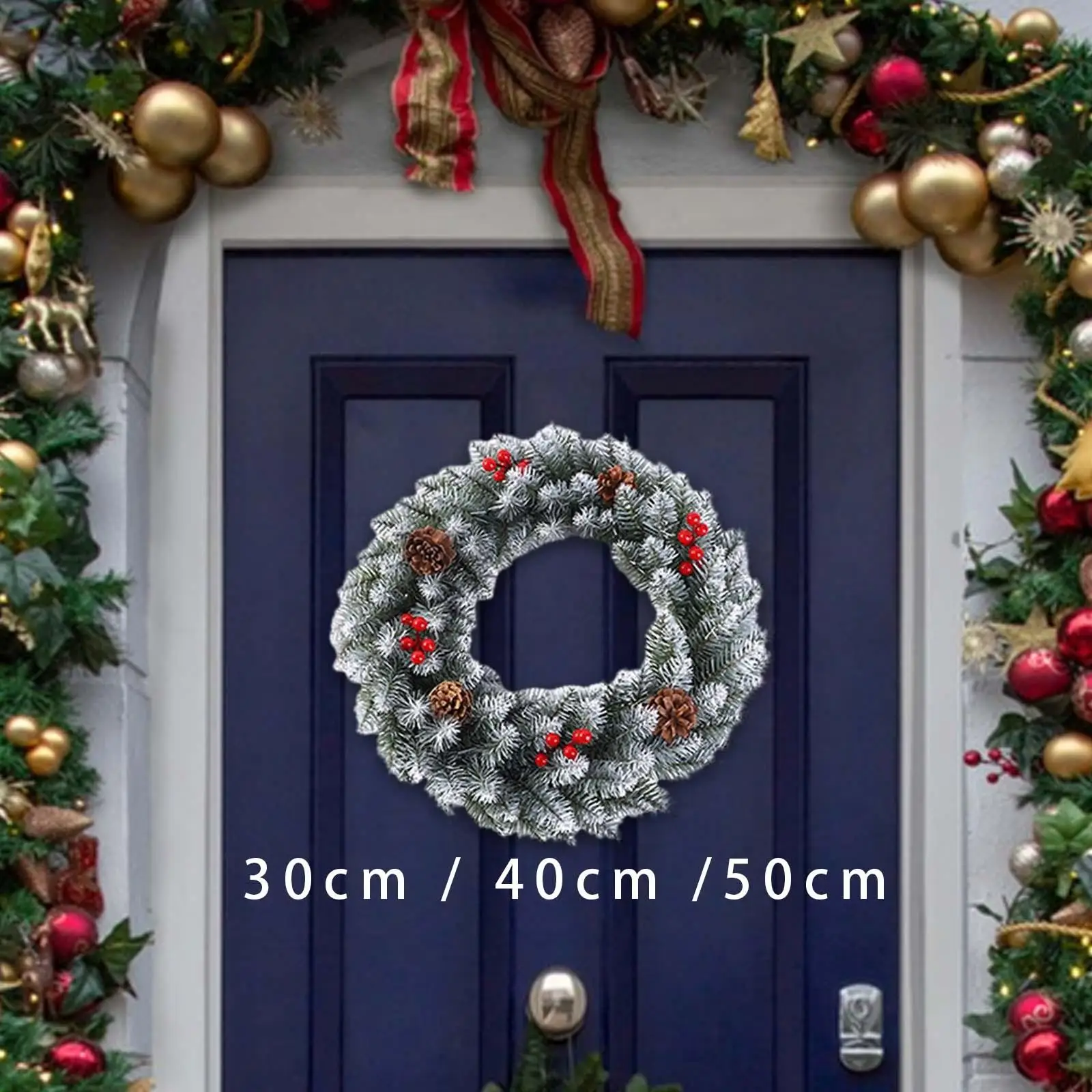 Artificial Christmas Wreath Front Door Wreath for Fireplace Festival Hotel