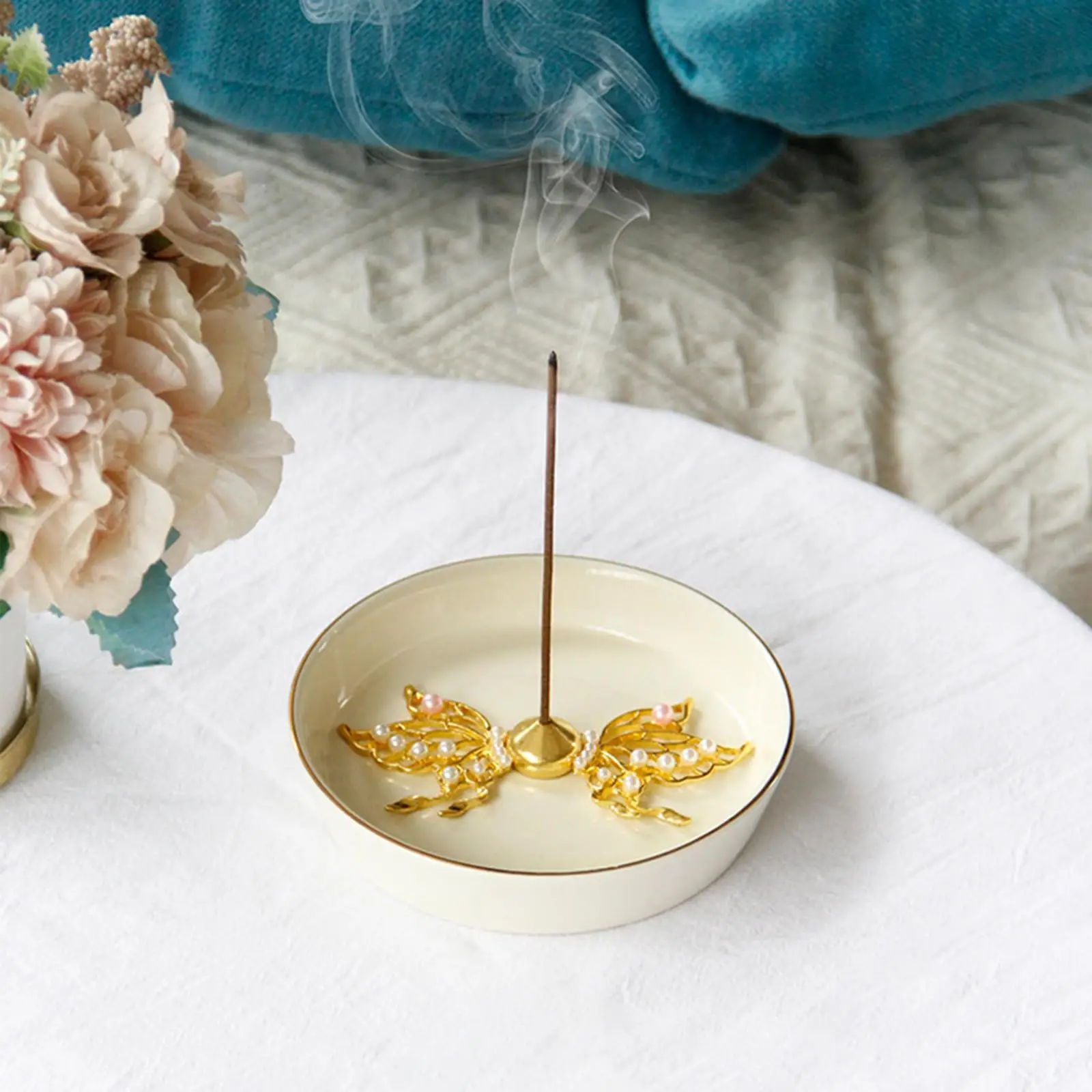 Incense Burner Holder Decoration with Ash Plate Meditation Incense Holder