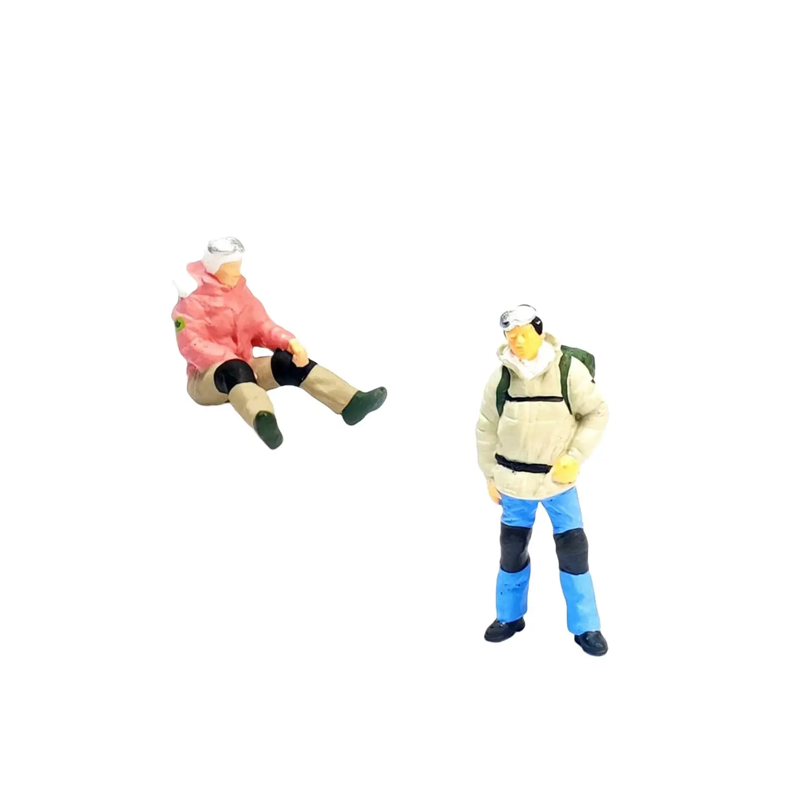 2 Pieces Climbing People Figurines Sitting Standing Model Simulation Miniature Toy Sporting Painted Figures for Miniature Scene
