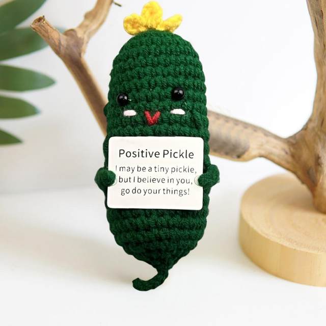 Emotional Support Pickle Gift Funny Pickle Ornament Smiling Green Cucumber  Knitted Doll Positive Card Ornament for Kids' Crafts - AliExpress