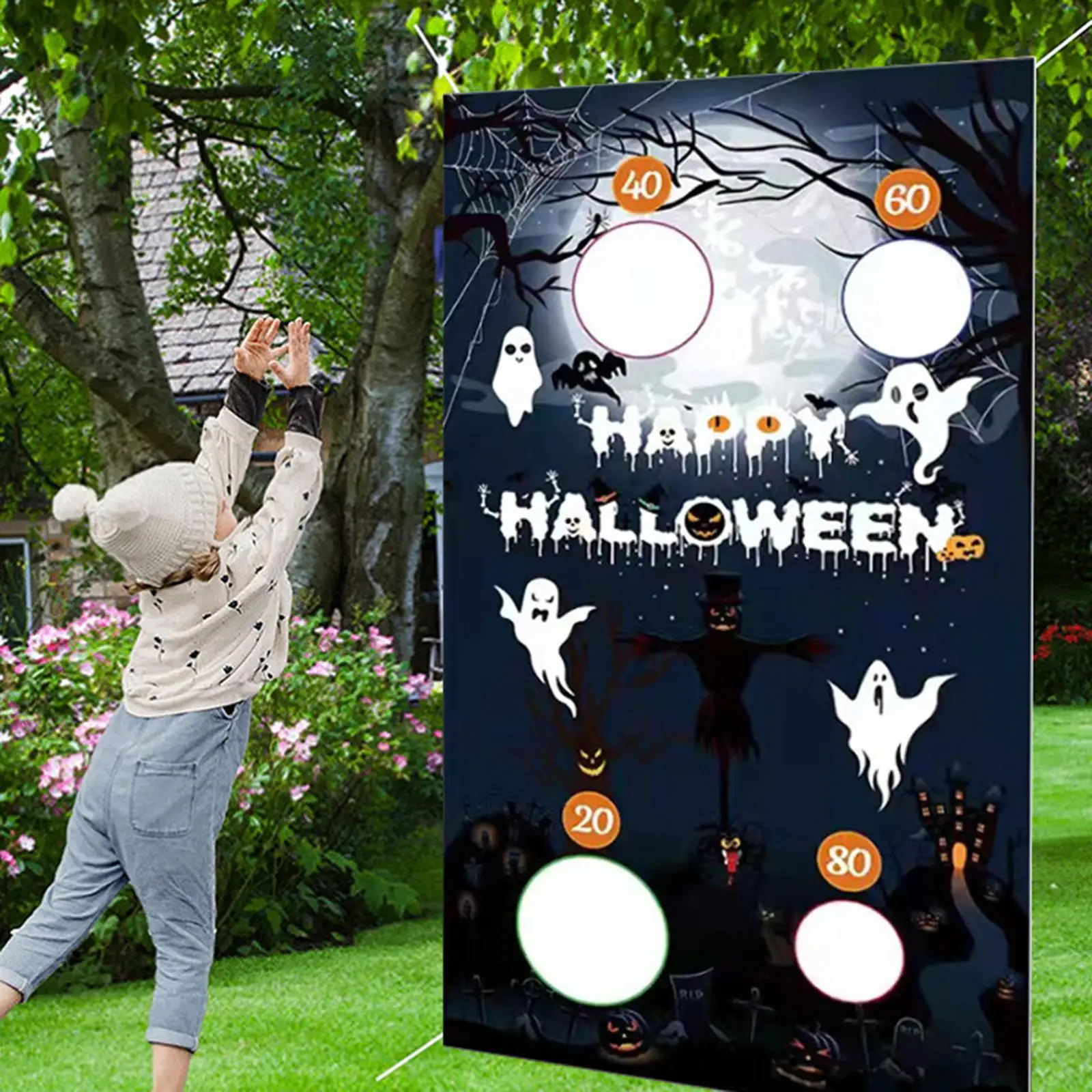 Reusable Halloween Toss Game Banner Sandbag Throwing Party Supplies for Carnival Halloween Party Throwing Game Activities