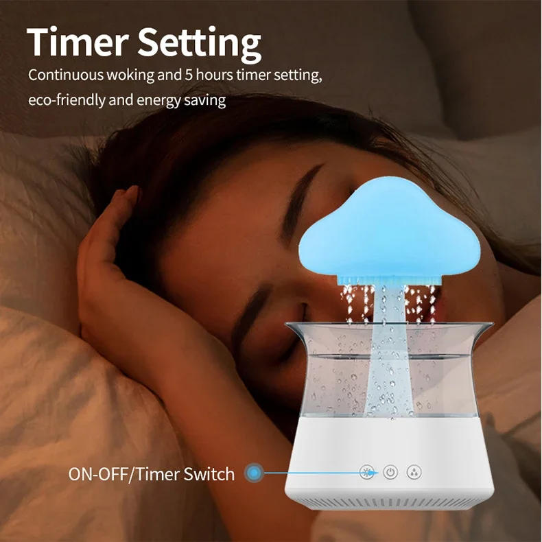 Title 2, Rain Cloud Night Light humidifier with raining ...